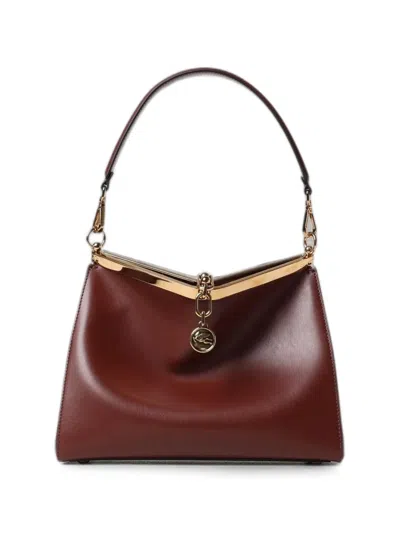 Etro Medium Vela Leather Shoulder Bag In Brown