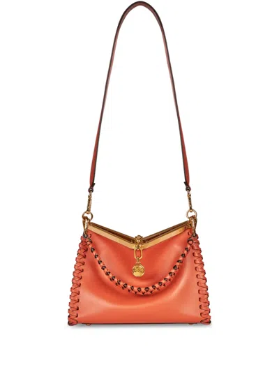 Etro Medium Vela Leather Shoulder Bag In Orange