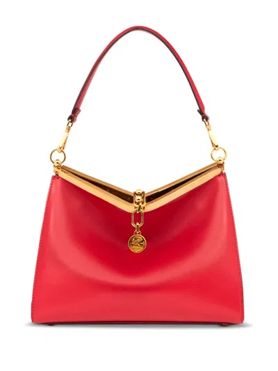 Etro Medium Vela Leather Shoulder Bag In Red