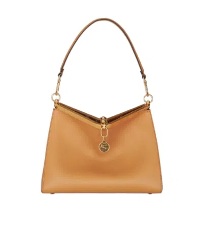 Etro Medium Vela Leather Shoulder Bag In Yellow