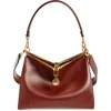 Etro Vela Leather Shoulder Bag In Dark Brown