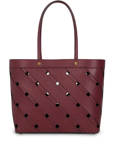 Etro Medium Woven Leather Bag In Red