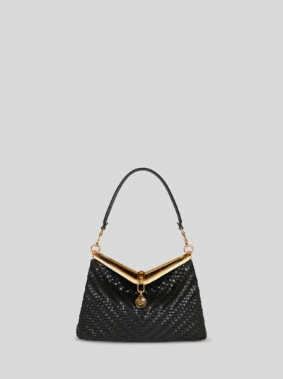 Etro Medium Woven Vela Bag In Black