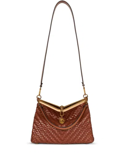 Etro Medium Woven Vela Shoulder Bag In Brown