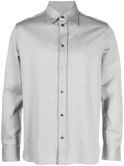 Etro Mélange Cotton Shirt In Grey