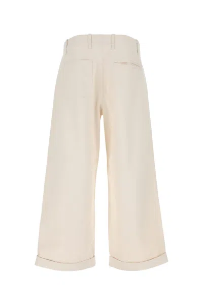 ETRO MELANGE IVORY STRETCH COTTON WIDE-LEG PANT