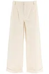 Etro Melange Ivory Stretch Cotton Wide-leg Pant
