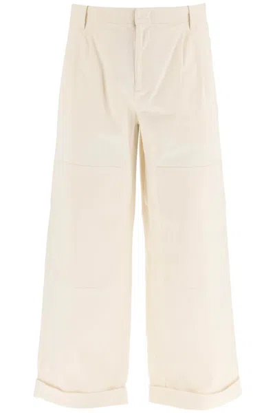 ETRO MELANGE IVORY STRETCH COTTON WIDE-LEG PANT