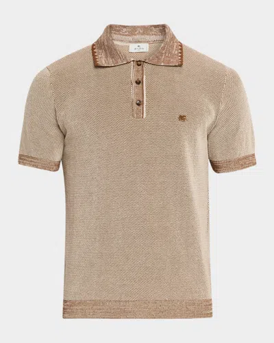 Etro Men & Apos;s Knitted Polo Short-sleeve In Brown