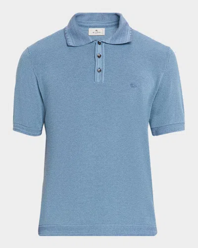 Etro Men & Apos;s Knitted Polo Short-sleeve In Blue