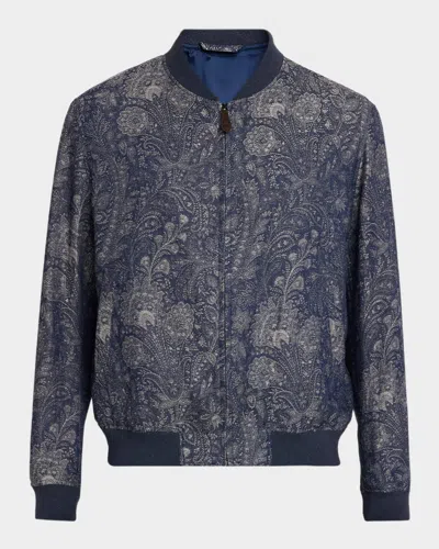 Etro Men & Apos;s Paisely Jacquard Bomber Jacket In Blue