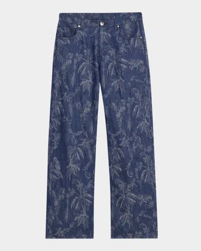 Etro Men & Apos;s Roma Jacquard Denim Straight-leg Jeans In Blue