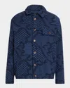 Etro Patterned Wool-blend Overshirt Jacket In Blue