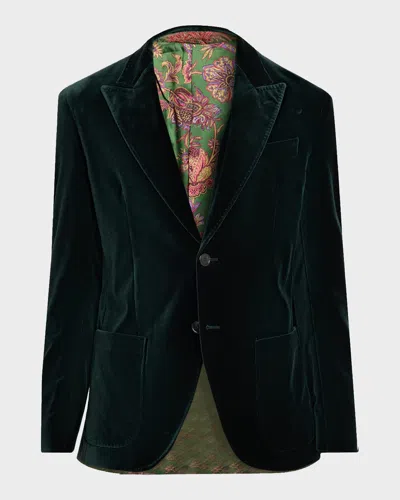 Etro Men & Apos;s Roma Peak Lapel Single-breasted Sport Coat In Green
