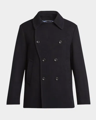 Etro Men & Apos;s Wool Tonal Jacquard Pea Coat In Blue