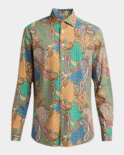 Etro Men's Bandana Multi-pattern Shirt
