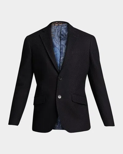 Etro Wool End Cotton Jacket Blazer In Black