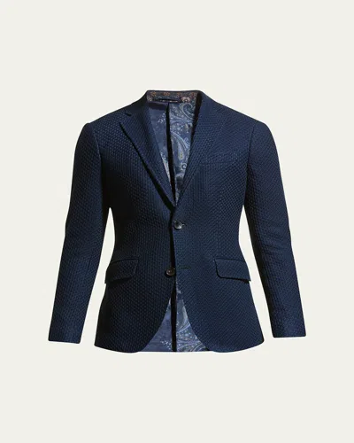 Etro Men's Basic Knit Blazer In Navy