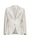 Etro Men Beige Jacquard Jersey Single-breasted Blazer In White