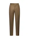 Etro Men Beige Wool One-pleat Trousers In Brown