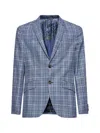 Etro Men Blue Tweed Single-breasted Blazer In Blue