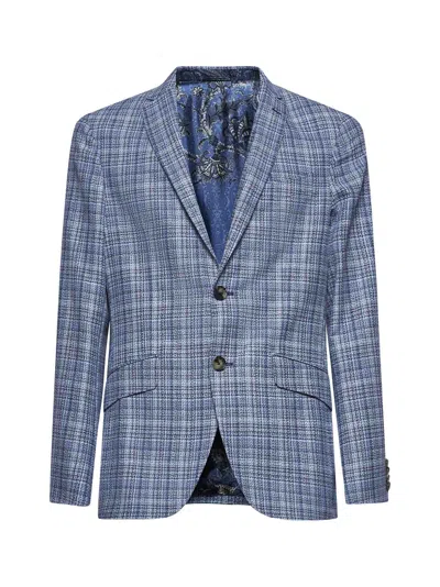 Etro Men Blue Tweed Single-breasted Blazer