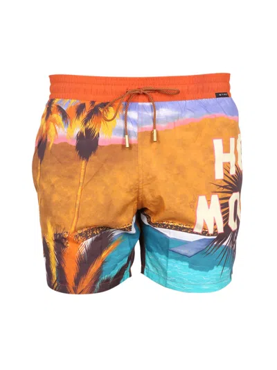 Etro Men Boxer Swimsuit With Print In Multicolour