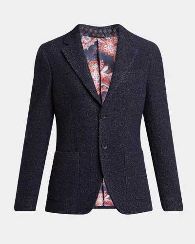 Etro Men's Cashmere Boucle Two-button Sport Coat In Blue