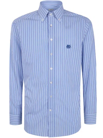 Etro Striped Buttoned Shirt In Blue