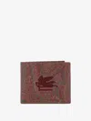 Etro Men Coated Canvas Wallet With Paisley Motif In Burgundy