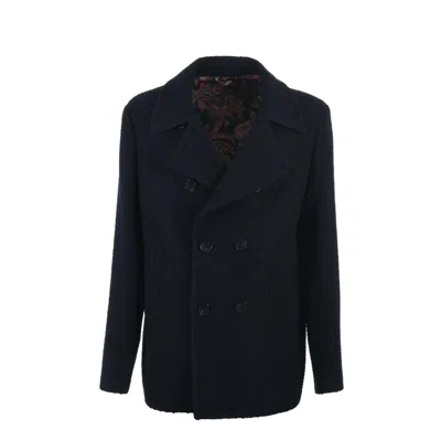 ETRO MEN'S COATS ETRO - MRW PEA COAT - BLUE