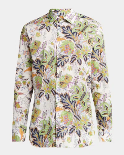 Etro Men's Cotton Floral Palm Sport Shirt In Multi