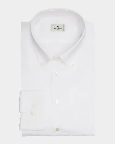 Etro Slim-fit Cotton-jacquard Shirt In White