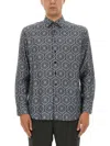 Etro Shirt Collar Printed Cuffed Sleeves In Gray