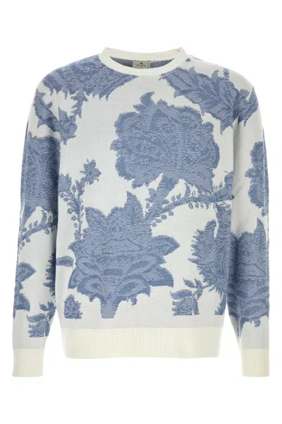 Etro Men Embroidered Cotton Sweater In Multicolor