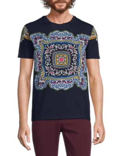 Etro Men's  Paisley Graphic T Shirt In Blue Multi