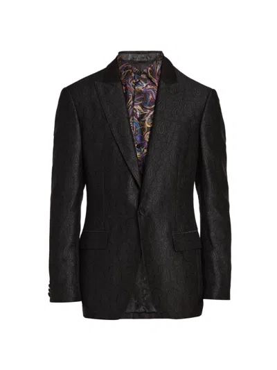 Etro Men's Fuji All-over Paisley Evening Jacket In Black