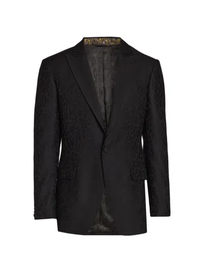 Etro Men's Fuji Tonal Animal-print Evening Jacket In Black
