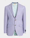 Etro , Wool-blend Herringbone Blazer, Man, Purple, Size 58 In Bicolour