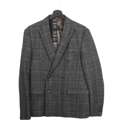 Pre-owned Etro Men Jacket Blazer Check Double Breasted Size M, S2067 In Black