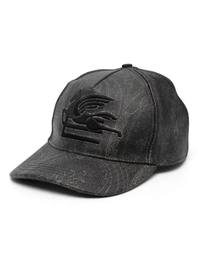 Etro Men's Jacquard Paisley Baseball Hat In Ash Grey And Jet Black