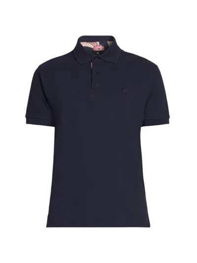 Etro Men's Knit Short-sleeve Polo Shirt In Blue