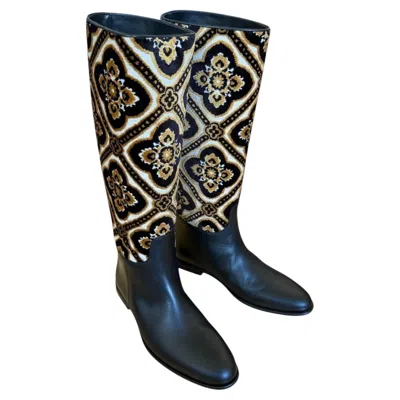 Pre-owned Etro Men's Leather Boots Eu 41 In Black
