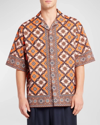 Etro Graphic-print Camp-collar Cotton Shirt In X0850