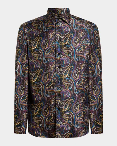 Etro Men's Multicolor Paisley Silk Sport Shirt