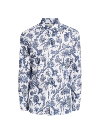 Etro Men's Multi-floral Print Stretch Cotton Shirt
