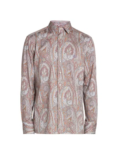 Etro Men's Paisley Cotton Button-front Shirt In Brown