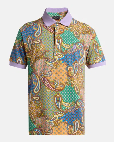 Etro Men's Paisley Cotton Pique Polo Shirt In Multi