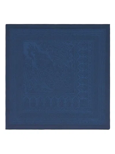 Etro Paisley-print Silk-blend Pocket Scarf In Navy Blue