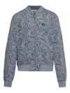 Etro Jacquard Bomber Jacket Featuring Paisley Pattern In Gray